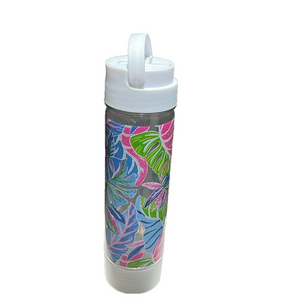 Lilly Pulitzer Blue Grotto GWP Water Bottle 24 Fl oz. Retractable drink port